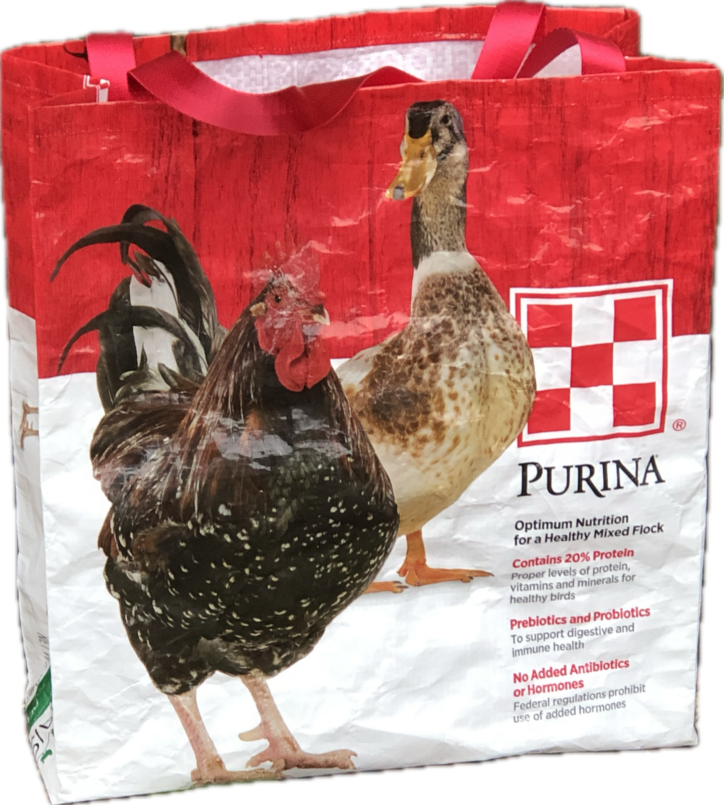 Tote bag, Chicken, Flock Raiser, Red handle